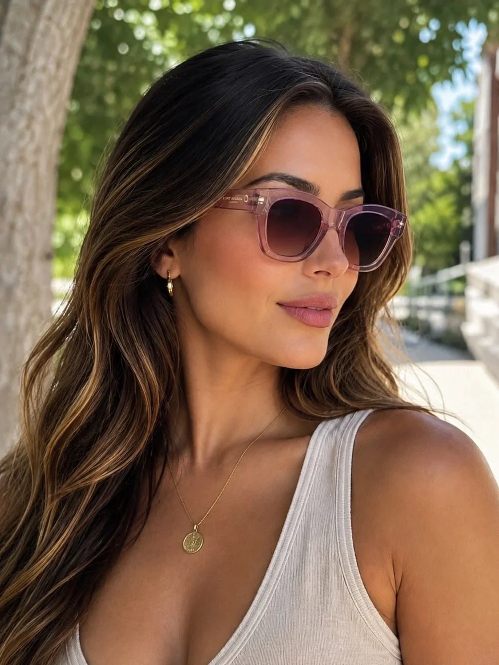 Kurt Geiger Translucent Rose Pink Cat-Eye Sunglasses